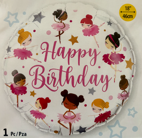 Happy Birthday Ballerinas Foil Balloon