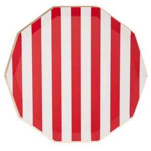 CHERRY RED SIGNATURE CABANA STRIPE PLATES