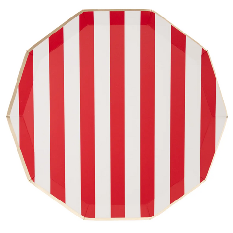 CHERRY RED SIGNATURE CABANA STRIPE PLATES