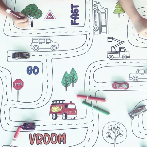 Road Map Coloring Tablecloth