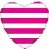 Hot Pink Stripes Heart Mylar Balloon