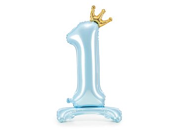 Number 1 Crown Standing Mylar Balloon (Blue)