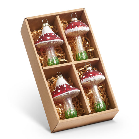 Box of Red Mushroom Ornaments