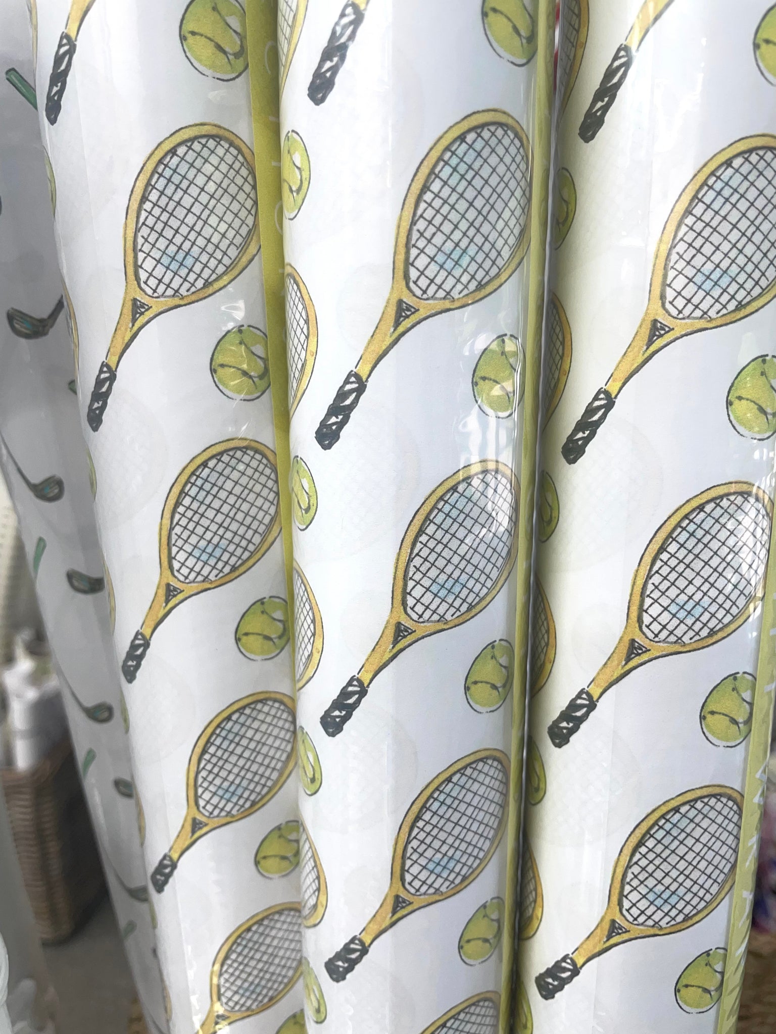 Tennis Rackets & Balls Handpainted Wrapping Paper