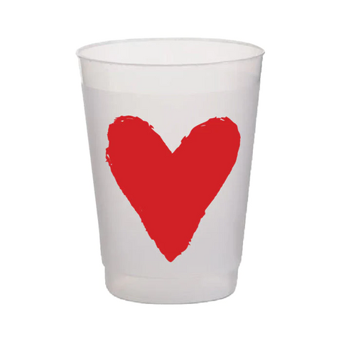Red Solid Heart Frost Flex Cups