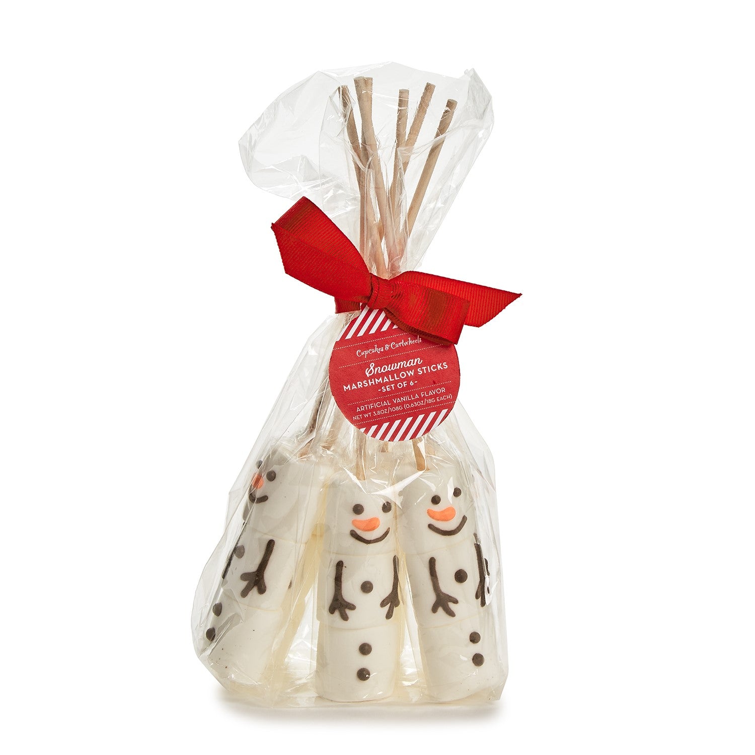 Marshmallow Snowman Sticks In A Gift Bag-Set of 6