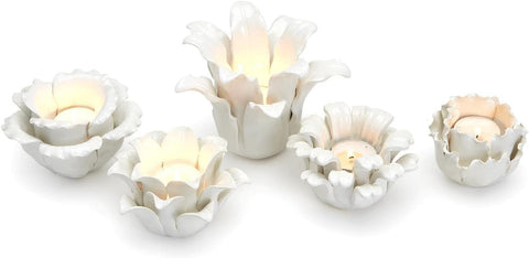 White Succulents Tealight Candlholder