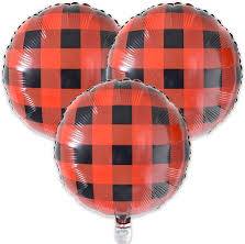 Red & Black Buffalo Check Mylar Ballooon
