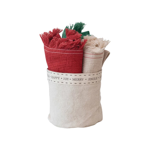 Cotton Waffle Weave Tea Towel Holiday Set