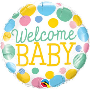 Welcome Baby Dots Foil Balloon