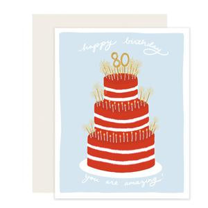 80 Cake Birthday Card
