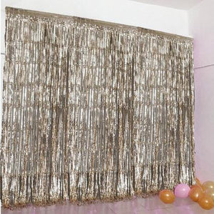 Champagne Metallic Tinsel Foil Fringe Curtain