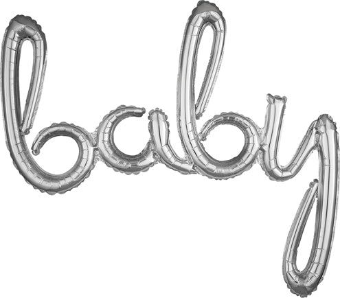Baby Silver Script Balloon