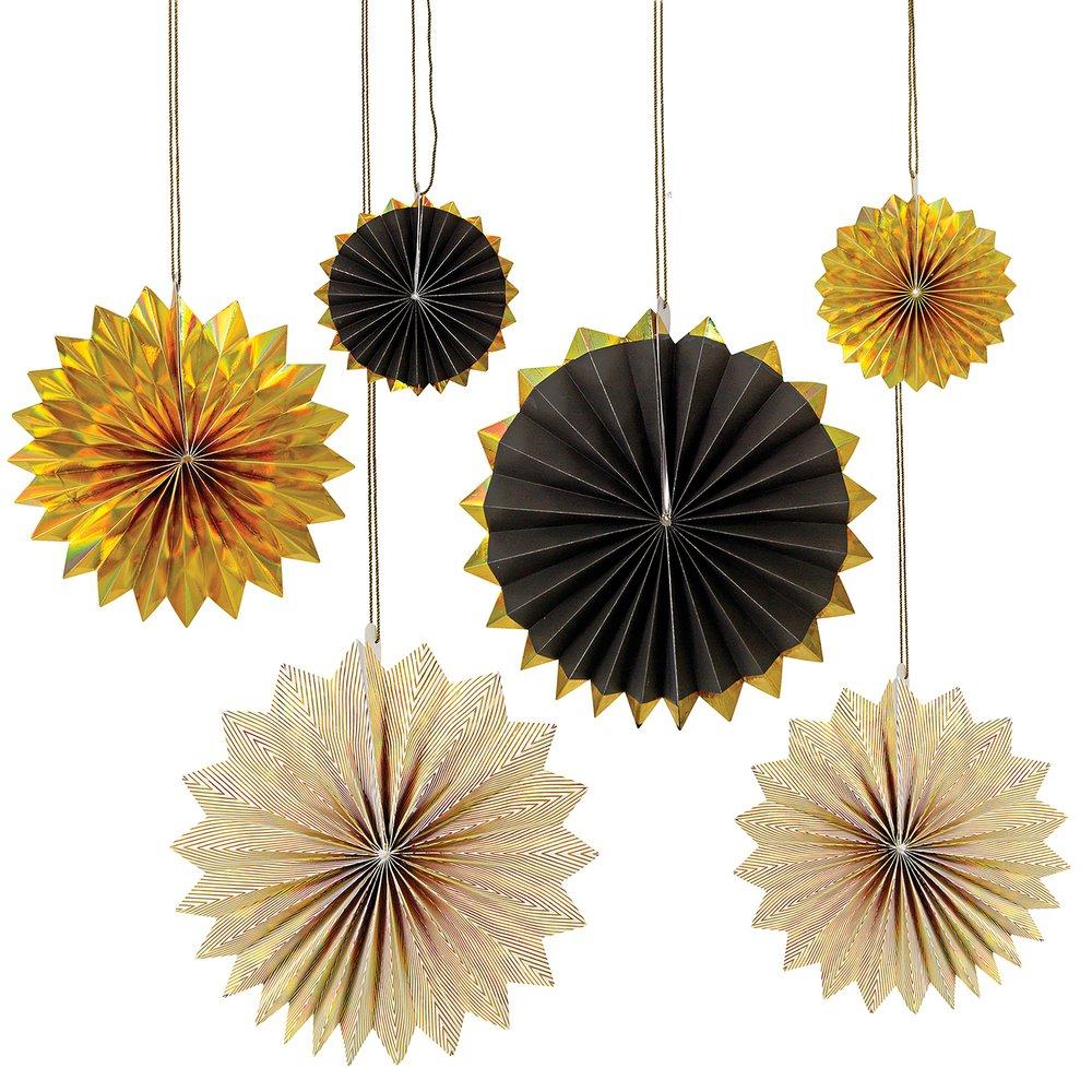 Black & Gold Pinwheel Decorations