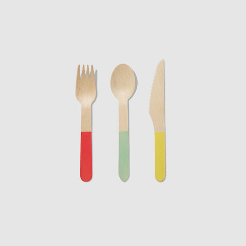 Multi Color Wooden Cutlery Set