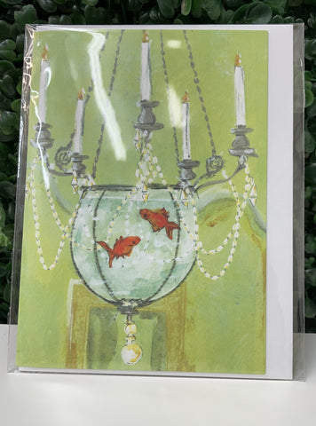 Fishbowl Chateau Chandelier Greeting Card