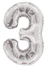 Number 3 Large Mylar Balloon