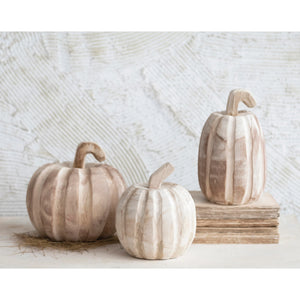 Hand-Carved Wood Pumpkin