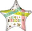 Birthday Gold Stars & Colors Foil Balloon