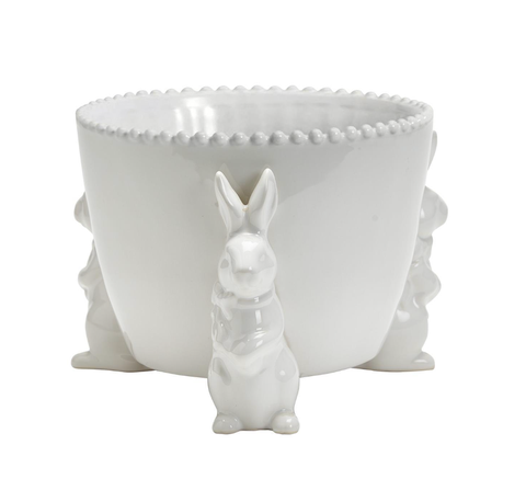 Easter Bunny Trio Cachepot With Embossed Pearl Edge