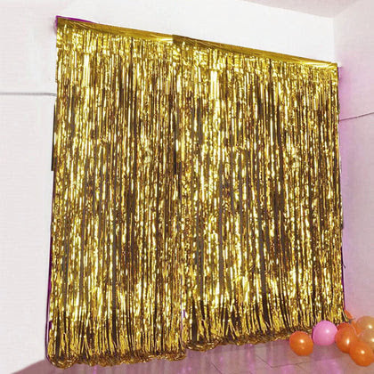 Gold Metallic Tinsel Foil Fringe Curtain
