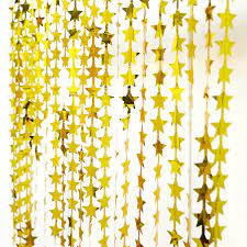 Gold Star Chain Foil Fringe Curtain Party Backdrop
