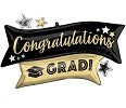 Grad Congrats Gold & Black Banner Shape