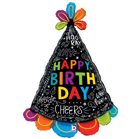 Happy Birthday Party Hat Foil Balloon