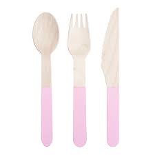 Pink Wooden Cutlery Set