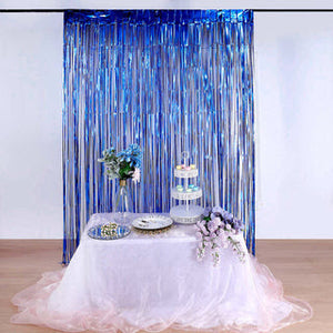 Royal Blue Metallic Tinsel Foil Fringe Curtain