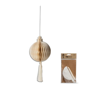Paper Honeycomb Ornament With Tassel -White