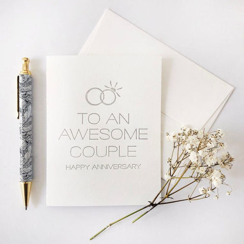 Letterpress Wedding Marriage Congratulations card - Awesome Couple Anniversary Card