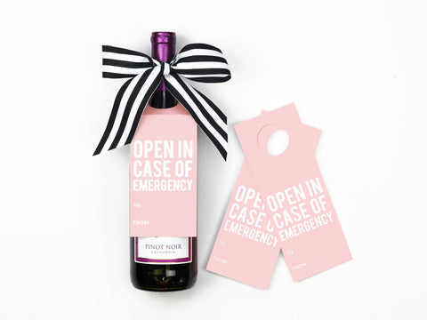 Open In Case Of Emergency Wine Tags (Box of 3)